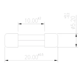 ابعاد فیوز شیشه‌ای 5×20 میلی‌متر