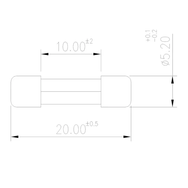 ابعاد فیوز شیشهای 8 آمپر سایز 5×20 میلیمتر