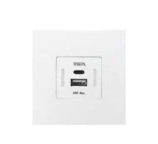پریز توکار USB و Type-C تیسا قاب مربعی سفید
